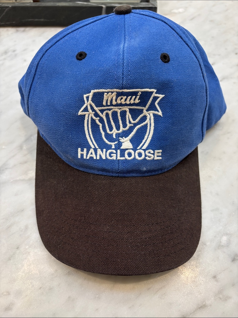 Vintage Blue and Brown Maui Hangloose Baseball Cap